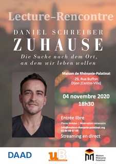 Mercredi 4 novembre 2020 à 18h30 : Lecture-Rencontre avec Daniel Schreiber