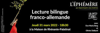 À ne pas manquer : Jeudi 31 mars 2022 à 18h30 : Lecture Bilingue – Printemps des Poètes