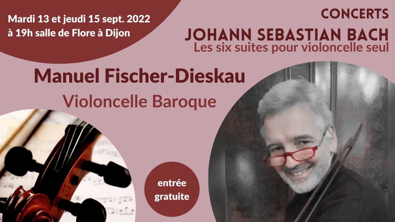 Mardi 13 et jeudi 15 septembre 2022 à 19h : Concerts – Suites pour violoncelle seul de Bach – Manuel Fischer-Dieskau