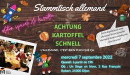 Mercredi 7 septembre 2022 à 19h : Stammtisch Allemand (édition spéciale rentrée 2022)